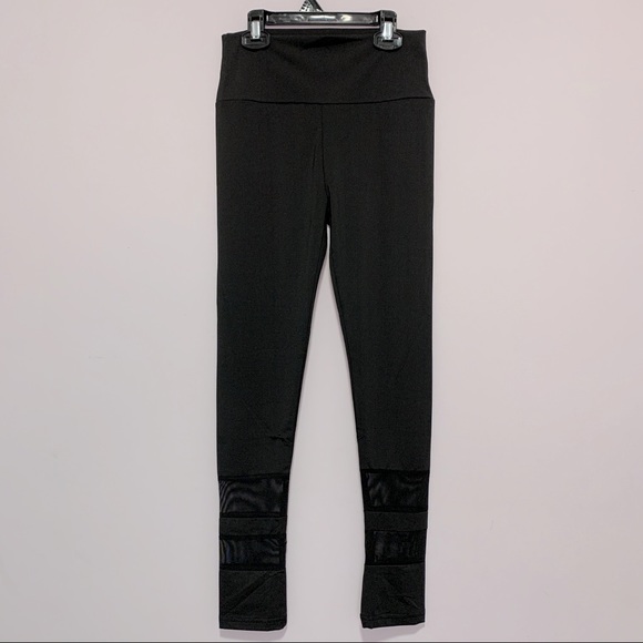 Sporty Athletic Running Workout Exercise Jog Leggings Mesh Cutouts in Black (M) - Picture 2 of 4